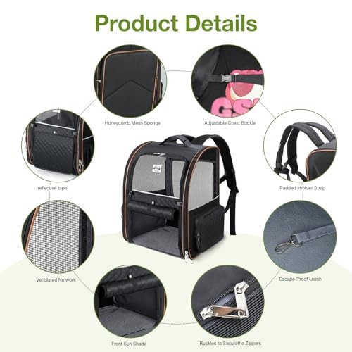 Lekesky XL Expandable Cat Carrier Backpack, Black-7