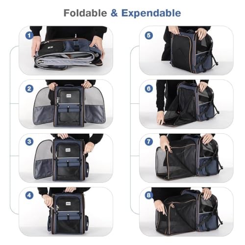 Lekesky Large Expandable Cat Carrier Backpack, Blue, L-6