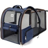 Lekesky Expandable Cat Carrier Backpack, Blue, XL