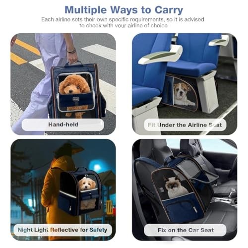 Lekesky Expandable Cat Carrier Backpack, Blue, XL-4