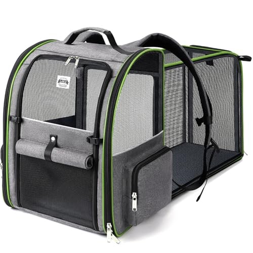 Lekesky Large Expandable Cat Carrier Backpack, Green, Size L
