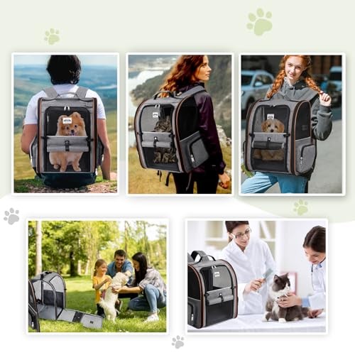 Lekesky Large Expandable Cat Carrier Backpack, Grey, L-5