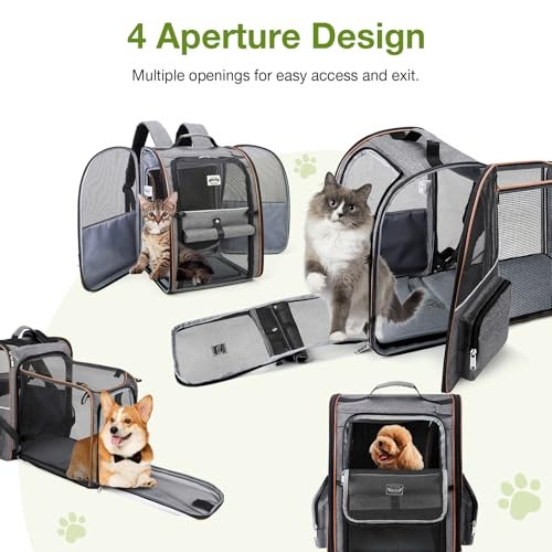 Lekesky Large Expandable Cat Carrier Backpack, Grey, L-6