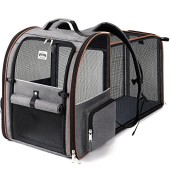 Lekesky Expandable Cat Carrier Backpack, Grey, XL