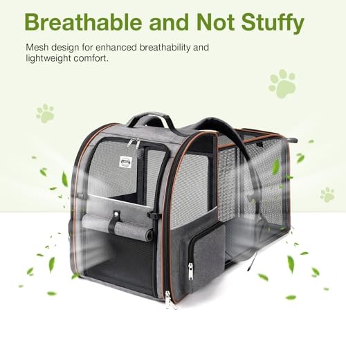 Lekesky Expandable Cat Carrier Backpack, Grey, XL-2