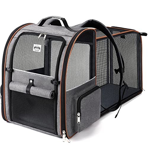 Lekesky Expandable Cat Carrier Backpack, Grey, XL