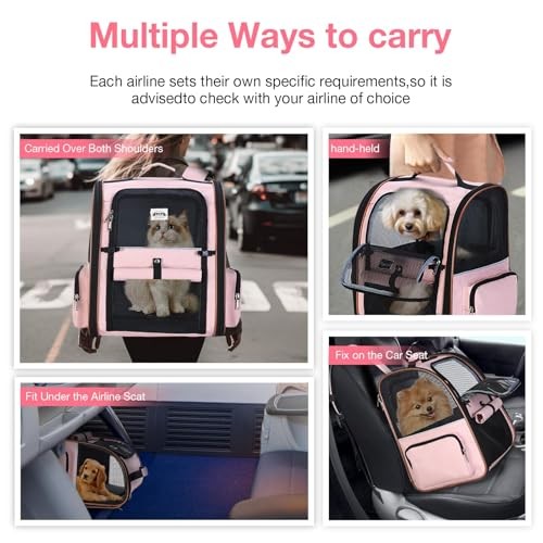 Lekesky Large Expandable Cat Carrier Backpack, Pink, L-4