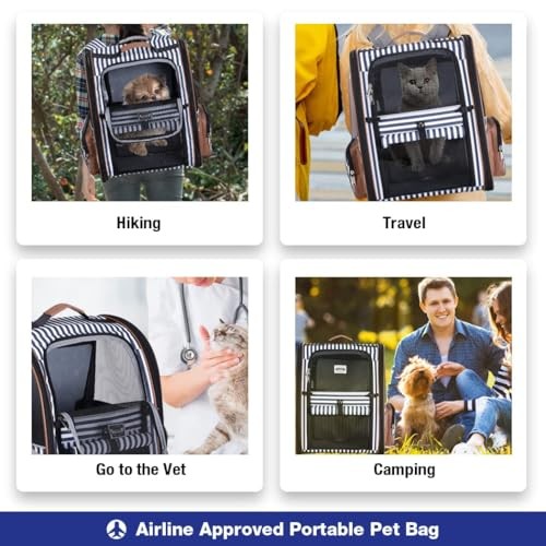 Lekesky Large Expandable Cat Carrier Backpack, Striped, L-6