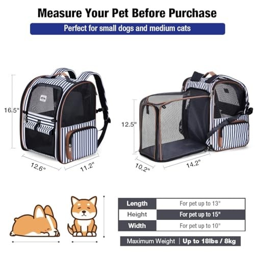 Lekesky Large Expandable Cat Carrier Backpack, Striped, XL-1