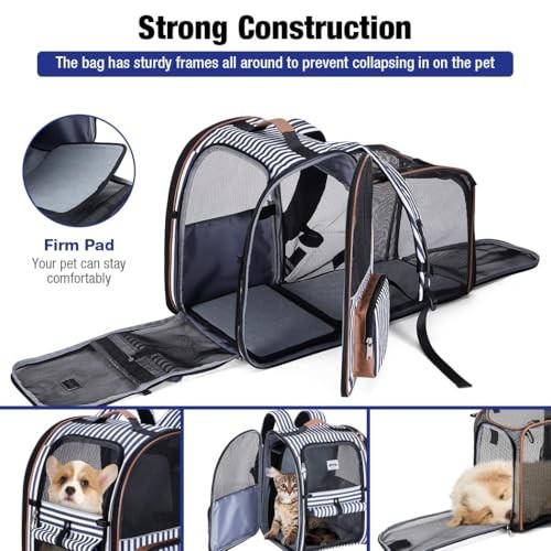 Lekesky Large Expandable Cat Carrier Backpack, Striped, XL-2