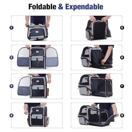 Lekesky Large Expandable Cat Carrier Backpack, Striped, XL-4