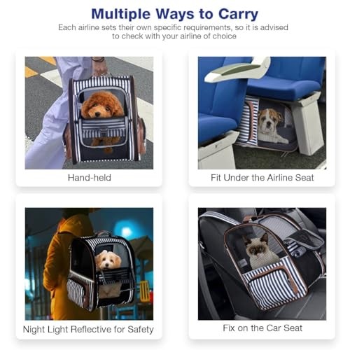 Lekesky Large Expandable Cat Carrier Backpack, Striped, XL-5