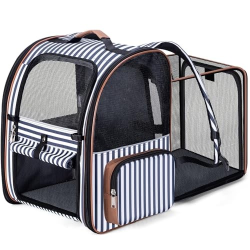 Lekesky Large Expandable Cat Carrier Backpack, Striped, XL