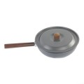 LifenaviStore Camping Wok Frying Pan with Folding Handle, Lid and Spatula