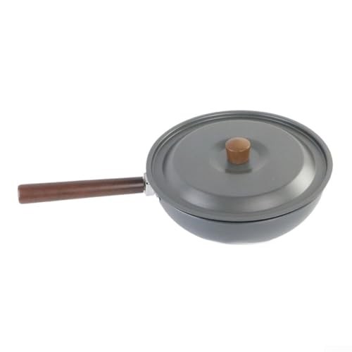 LifenaviStore Camping Wok Frying Pan with Folding Handle, Lid and Spatula-1