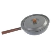 LifenaviStore Camping Wok Frying Pan with Folding Handle, Lid and Spatula