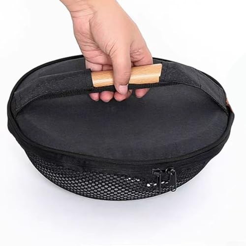 LifenaviStore Camping Wok Frying Pan with Folding Handle, Lid and Spatula-2