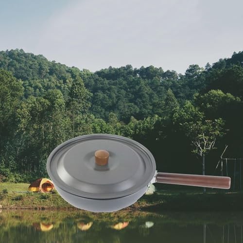 LifenaviStore Camping Wok Frying Pan with Folding Handle, Lid and Spatula-3