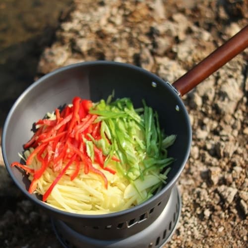 LifenaviStore Camping Wok Frying Pan with Folding Handle, Lid and Spatula-5