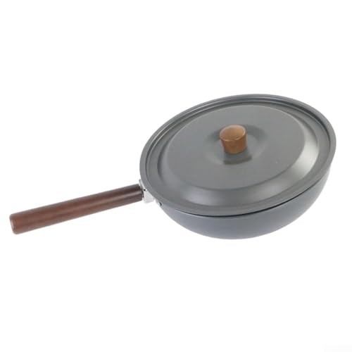 LifenaviStore Camping Wok Frying Pan with Folding Handle, Lid and Spatula