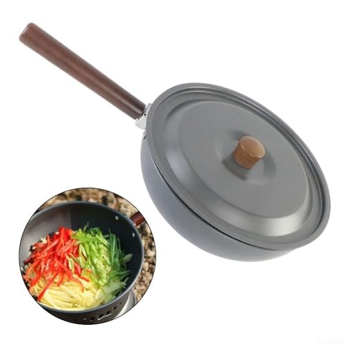 LifenaviStore Camping Wok Frying Pan with Folding Handle, Lid and Spatula-6