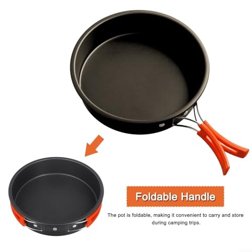 Drhomeam Lightweight Non-Stick Camping Frying Pan with Foldable Handle, Medium-1
