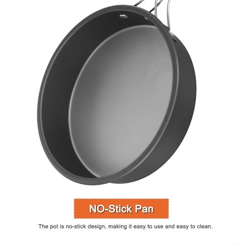 Drhomeam Lightweight Non-Stick Camping Frying Pan with Foldable Handle, Medium-3