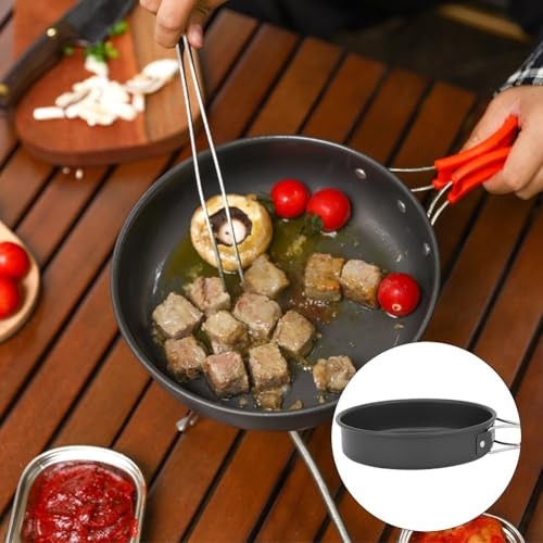 Homefurnishmall Lightweight Camping Frying Pan, Non-stick Cooking Pan with Foldable Handle, Medium-4