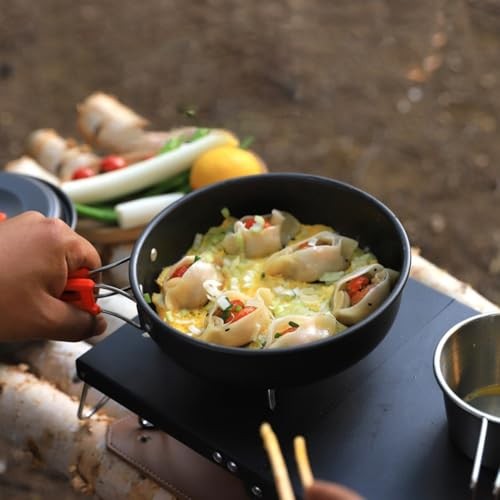 Homefurnishmall Lightweight Camping Frying Pan, Non-stick Cooking Pan with Foldable Handle, Medium-5