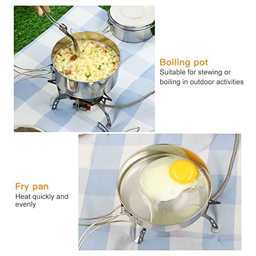 Lixada 4-Piece Stainless Steel Camping Cookware Set-2