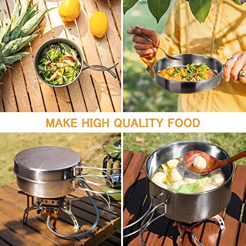Lixada 4-Piece Stainless Steel Camping Cookware Set-5