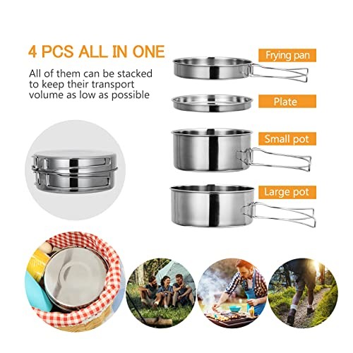 Lixada 4-Piece Stainless Steel Camping Cookware Set-6