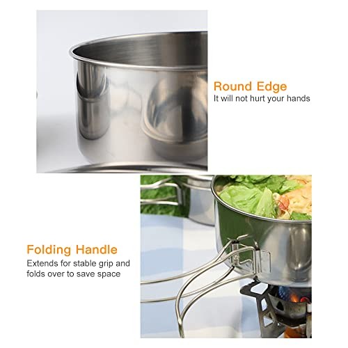 Lixada 4-Piece Stainless Steel Camping Cookware Set-8