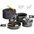 Lixada 10-Piece Camping Cookware Set with Non-Stick Pots, Frying Pan and Mesh Bag