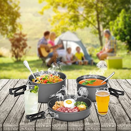 Lixada 10-Piece Camping Cookware Set with Non-Stick Pots, Frying Pan and Mesh Bag-8