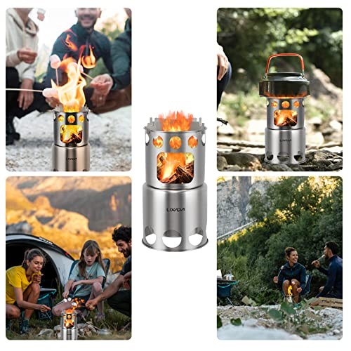 Lixada Stainless Steel Lightweight Wood and Alcohol Camping Stove with Mesh Pouch-2