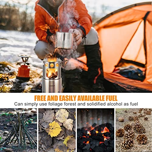 Lixada Stainless Steel Lightweight Wood and Alcohol Camping Stove with Mesh Pouch-6