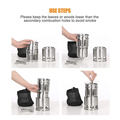Lixada Stainless Steel Lightweight Wood and Alcohol Camping Stove with Mesh Pouch-7