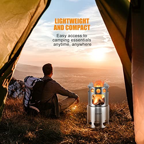 Lixada Stainless Steel Lightweight Wood and Alcohol Camping Stove with Mesh Pouch-8