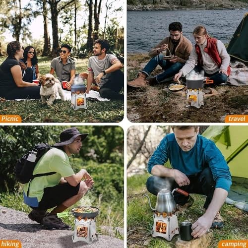 Lixada portable folding wood-burning camping stove, stainless steel, 480 g-1