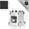 Lixada portable folding wood-burning camping stove, stainless steel, 480 g