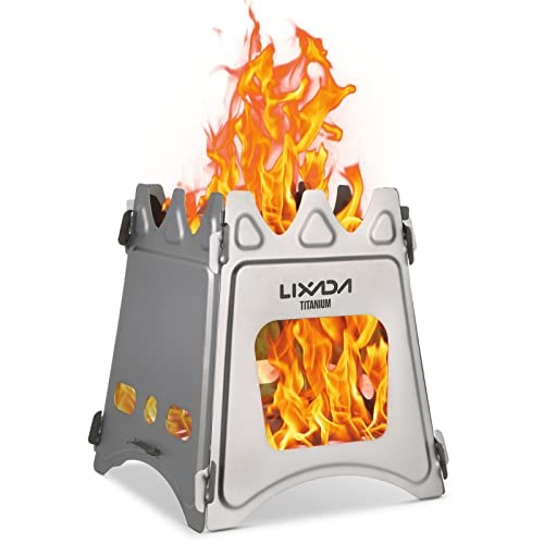Lixada portable folding wood-burning camping stove, stainless steel, 480 g-4