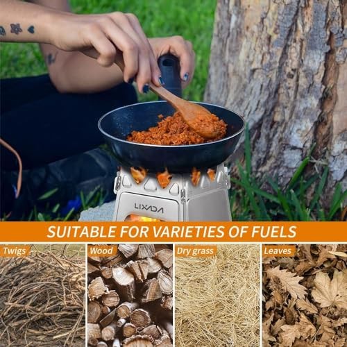 Lixada portable folding wood-burning camping stove, stainless steel, 480 g-5