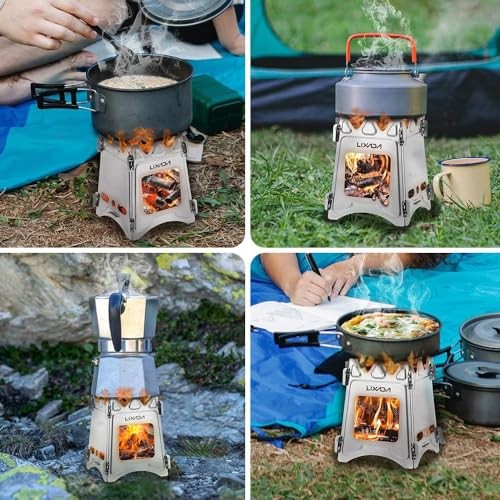 Lixada portable folding wood-burning camping stove, stainless steel, 480 g-6