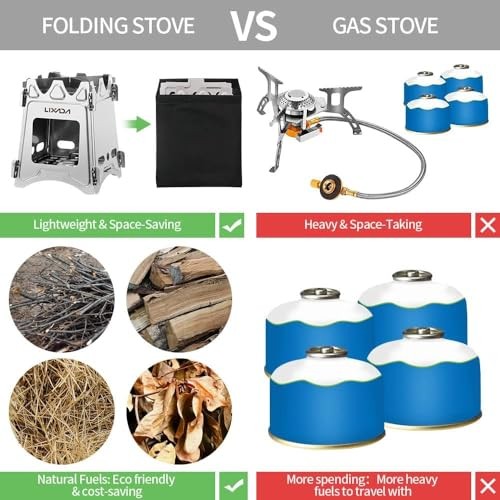 Lixada portable folding wood-burning camping stove, stainless steel, 480 g-7