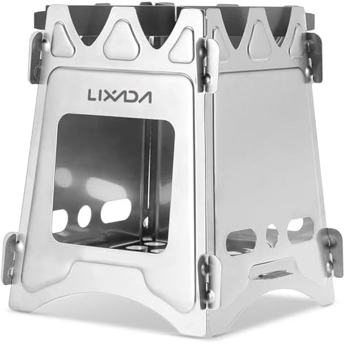 Lixada portable folding wood-burning camping stove, stainless steel, 480 g-8
