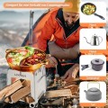 Lixada Portable Folding Camping Stove, Lightweight Stainless Steel Wood Stove, Type1