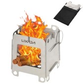 Lixada Portable Folding Camping Stove, Lightweight Stainless Steel Wood Stove, Type1