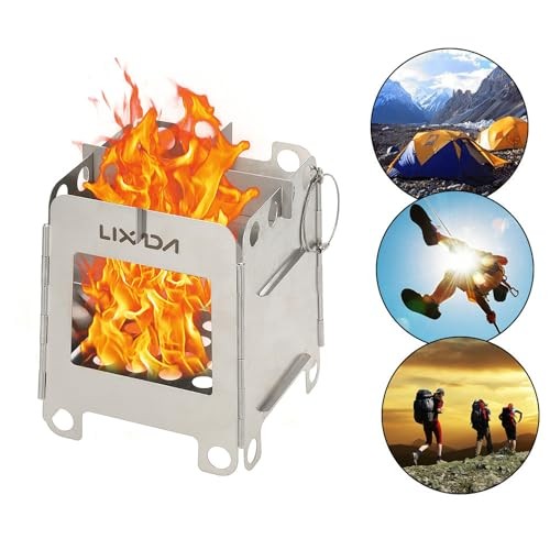 Lixada Portable Folding Camping Stove, Lightweight Stainless Steel Wood Stove, Type1-5