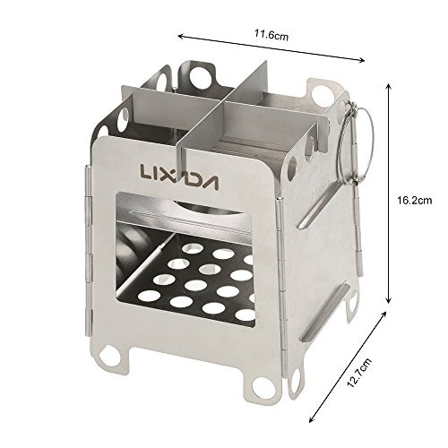 Lixada Portable Folding Camping Stove, Lightweight Stainless Steel Wood Stove, Type1-6